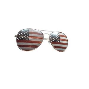 Stars and Stripes U.S Flag Silver Aviator Metal Iconic Fashion Sunglasses